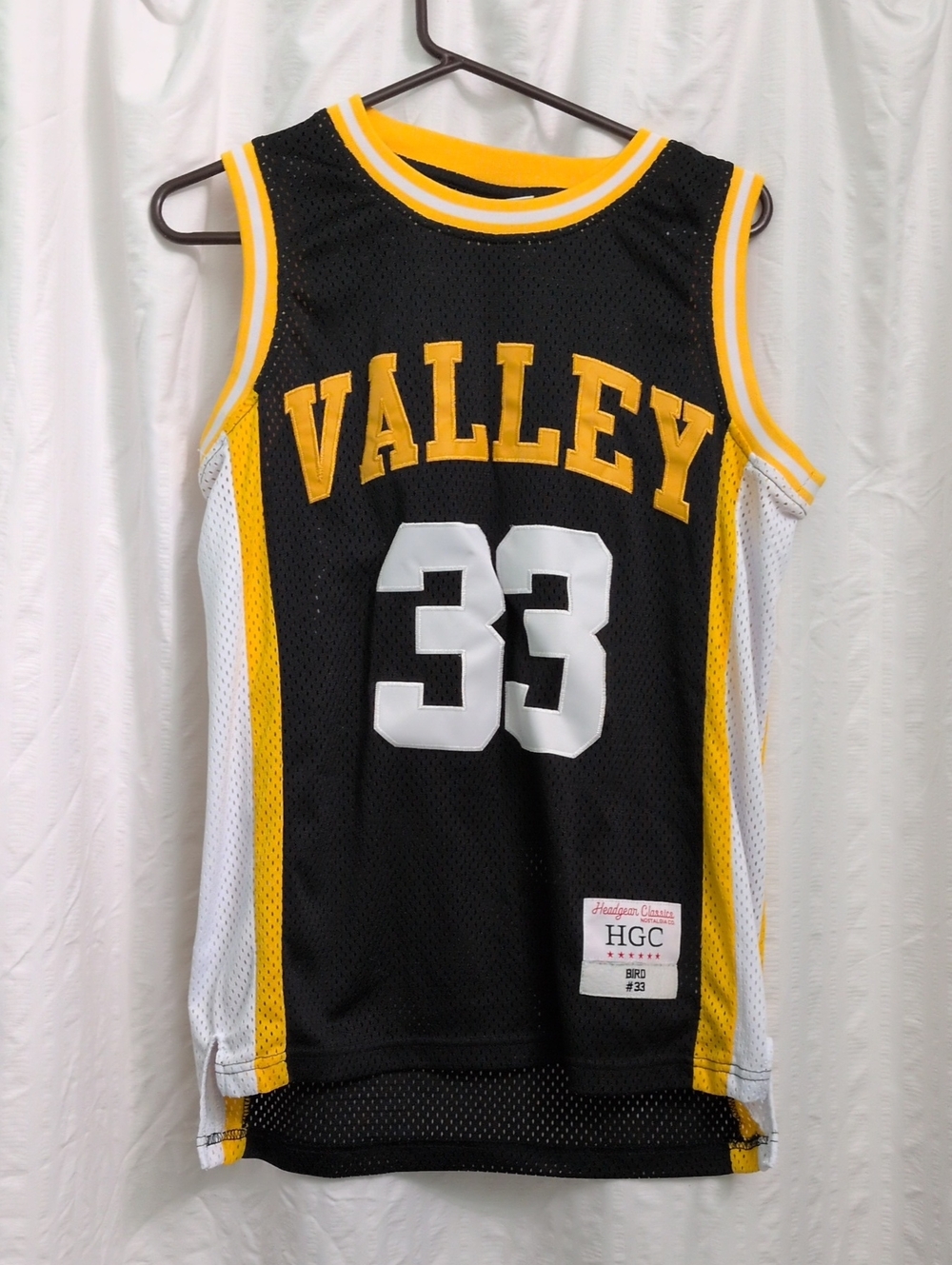 Larry bird VALLEY 33 Black & Yellow Basketball Jersey